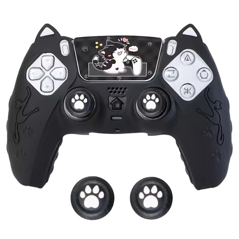 Pack Custom Chat PS5 DualSense – Housse Silicone, Grips Pattes de Chat & Stickers - TURBOX