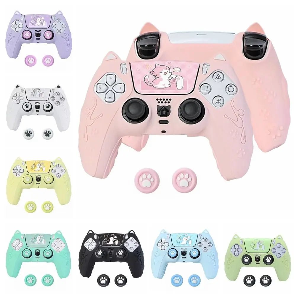 Pack Custom Chat PS5 DualSense – Housse Silicone, Grips Pattes de Chat & Stickers - TURBOX