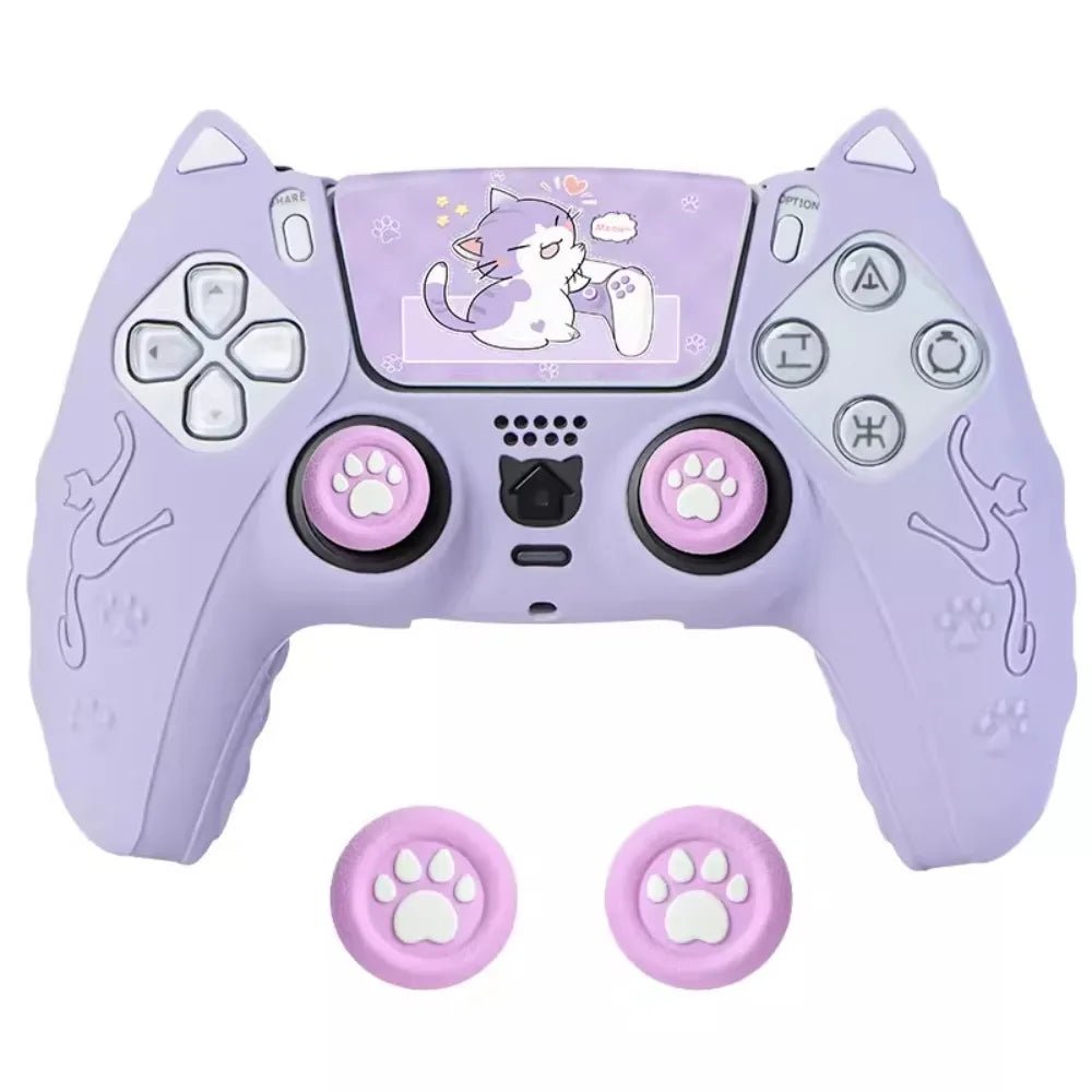Pack Custom Chat PS5 DualSense – Housse Silicone, Grips Pattes de Chat & Stickers - TURBOX