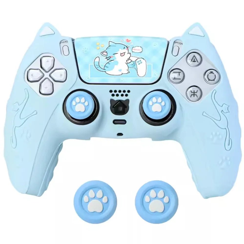 Pack Custom Chat PS5 DualSense – Housse Silicone, Grips Pattes de Chat & Stickers - TURBOX