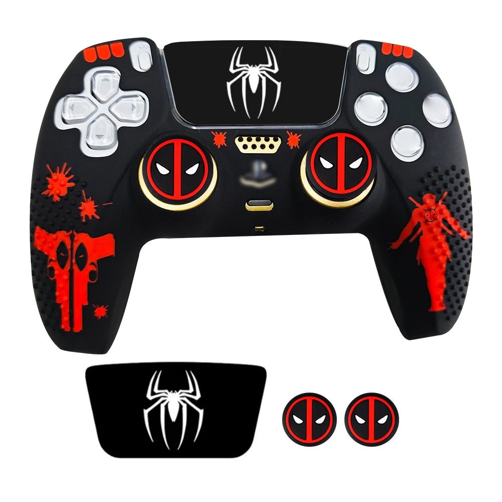 Pack Custom Deadpool PS5 DualSense – Coque Silicone Anti-Dérapante & Accessories - TURBOX