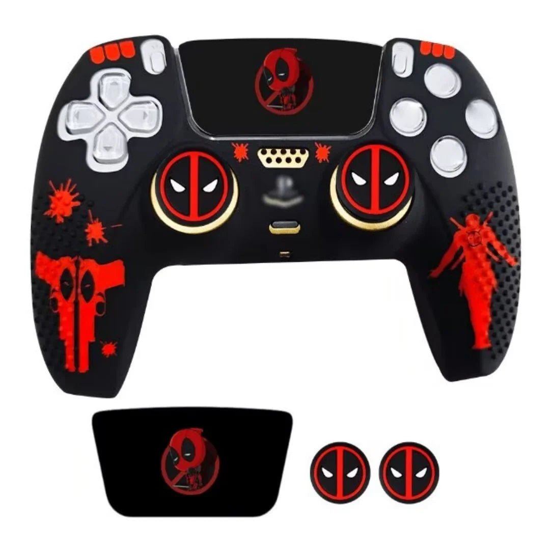 Pack Custom Deadpool PS5 DualSense – Coque Silicone Anti-Dérapante & Accessories - TURBOX