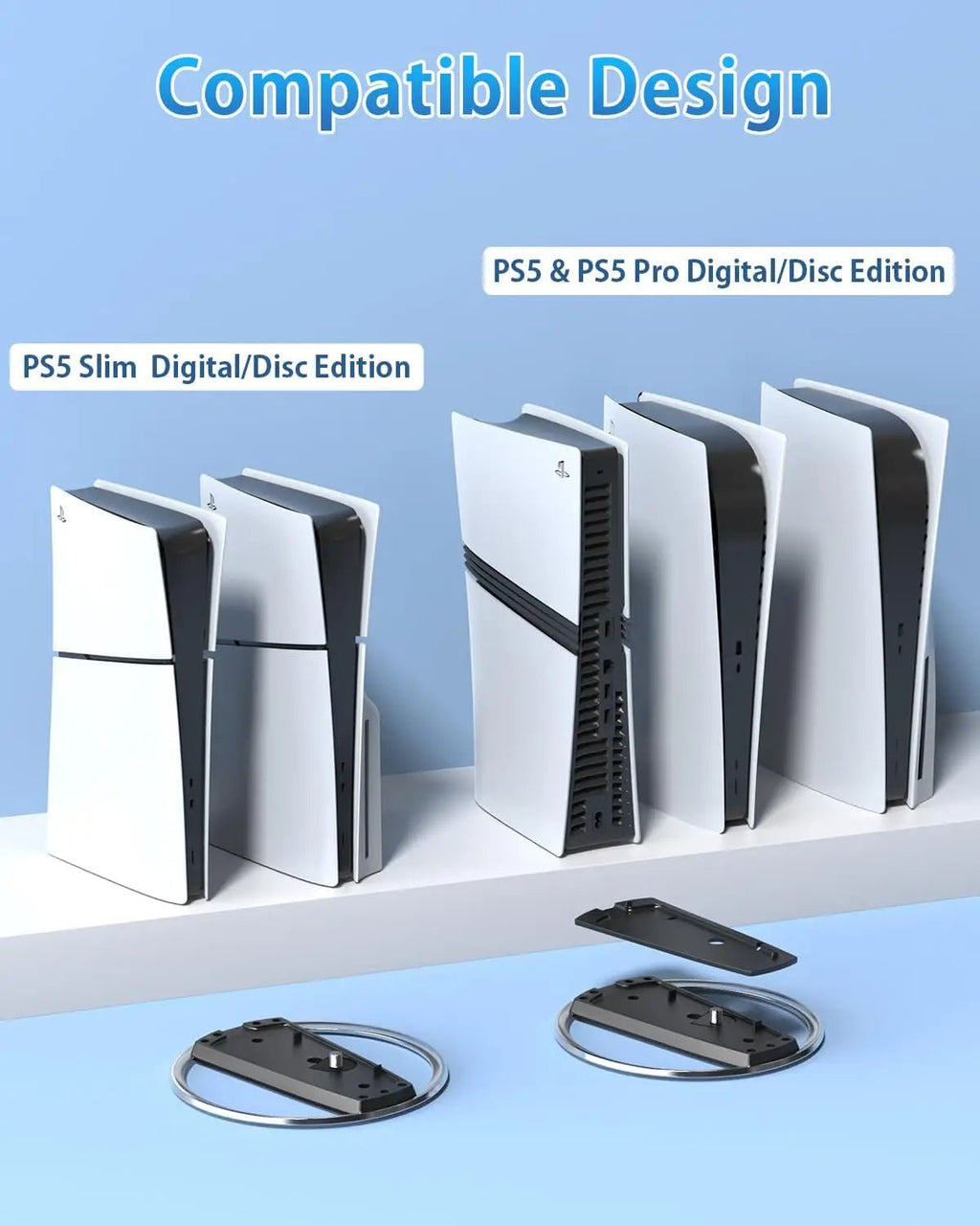 Socle vertical pour PS5 / PS5 Slim / PS5 Pro – Support de fixation anti-basculement - TURBOX